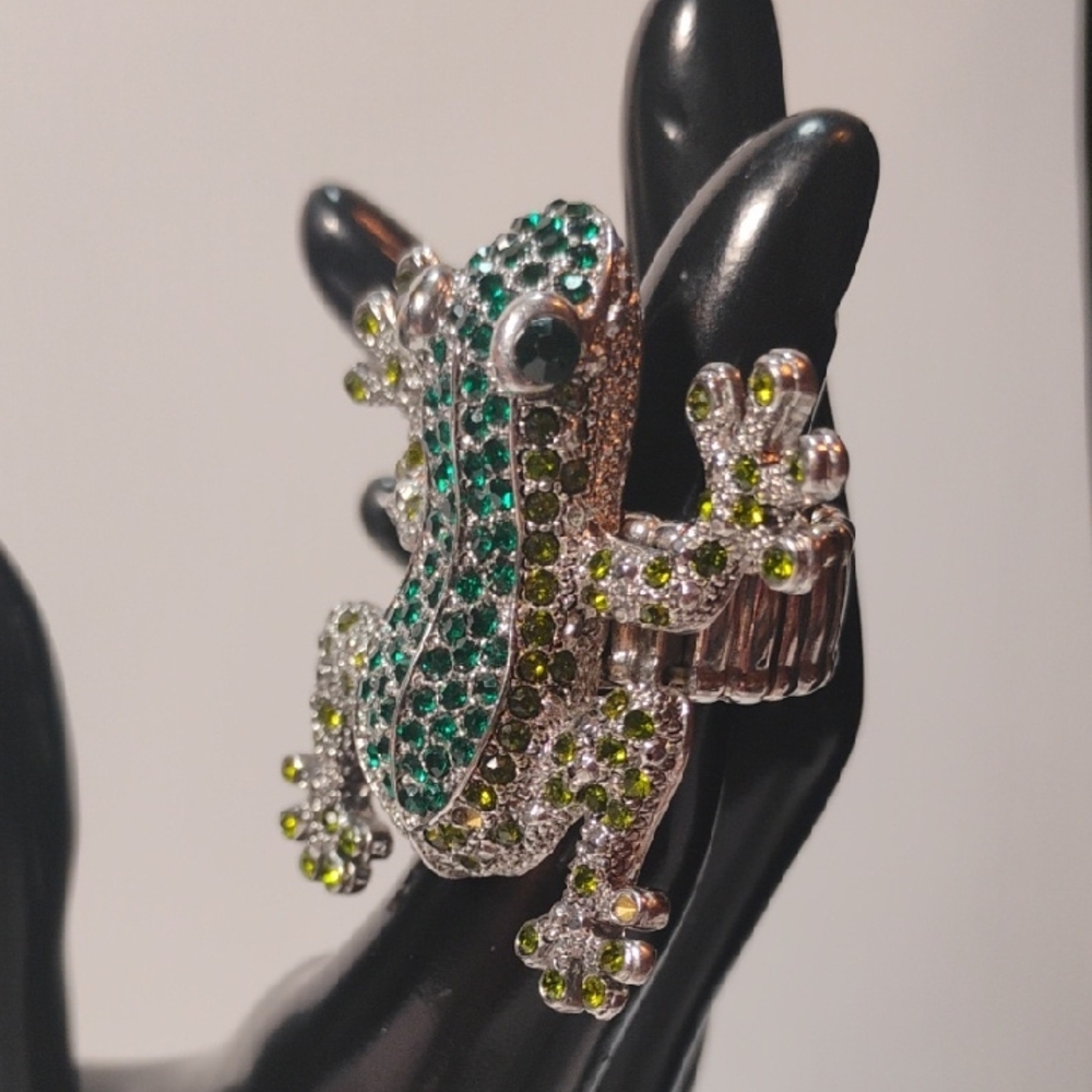 Crystal Accent Adjustable Frog Ring - image 1